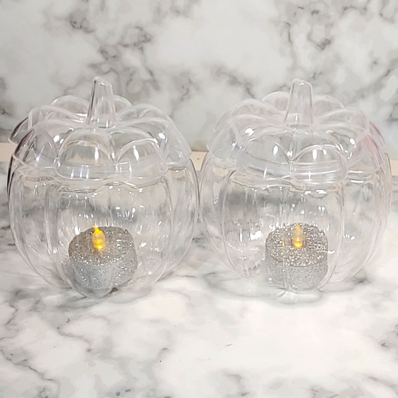 Flickering Tea Light Pumpkin Set - Picture 1 of 6
